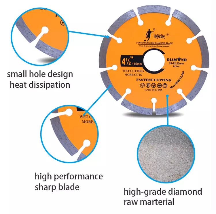 Diamond Saw Blade Disc Dry cutting Diamond Segmented Blade for marble stone ceramic 115x22.23mm 4.5"